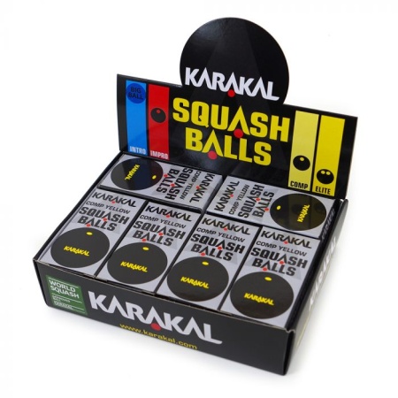Мяч для сквоша Karakal Черный, 1 желтая точка. Упаковка.